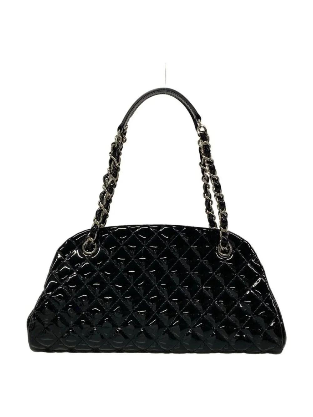 Chanel Shoulder Bag Mademoiselle Quilted Black Chain Silver Leather